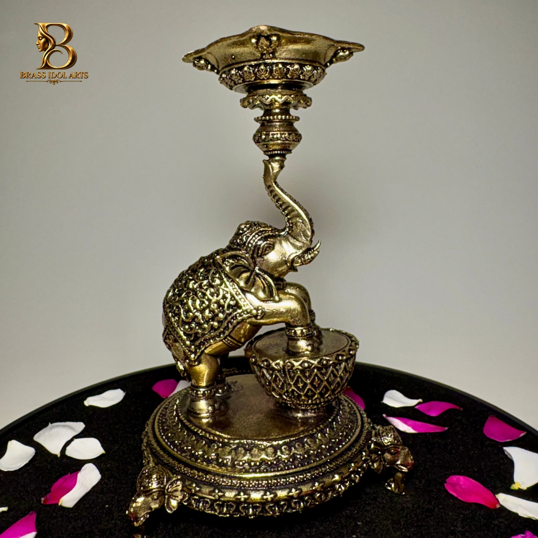 Brass Elephant Diya / Lamp — view 3
