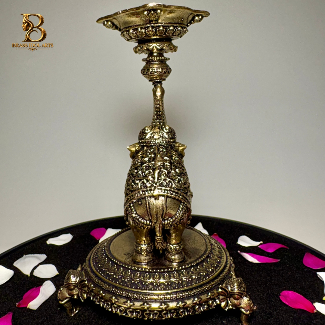 Brass Elephant Diya / Lamp — view 4