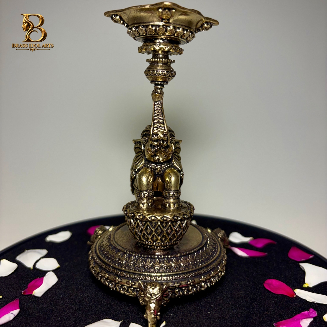 Brass Elephant Diya / Lamp — view 2
