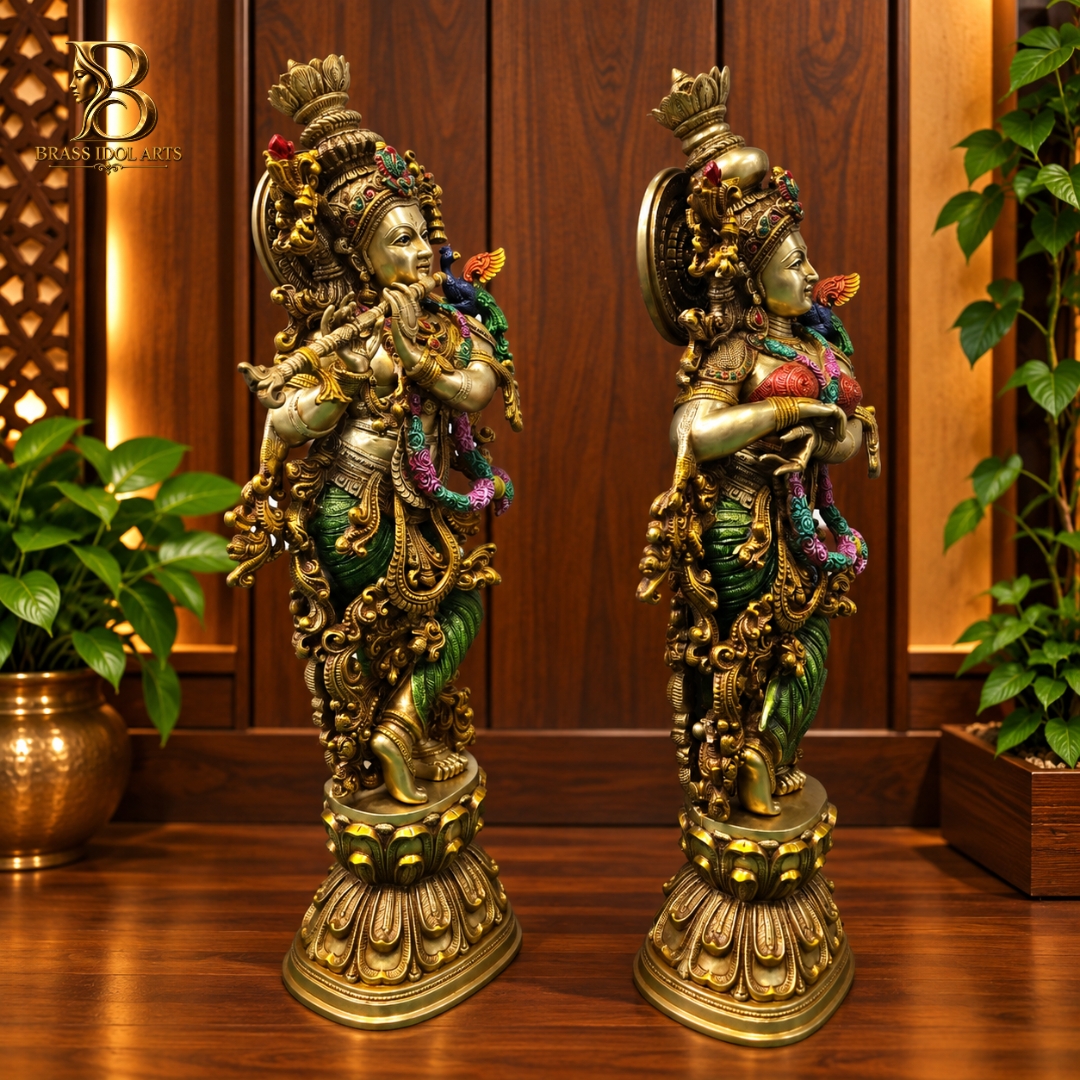 Brass Radha Krishna Couple Statue — view 3