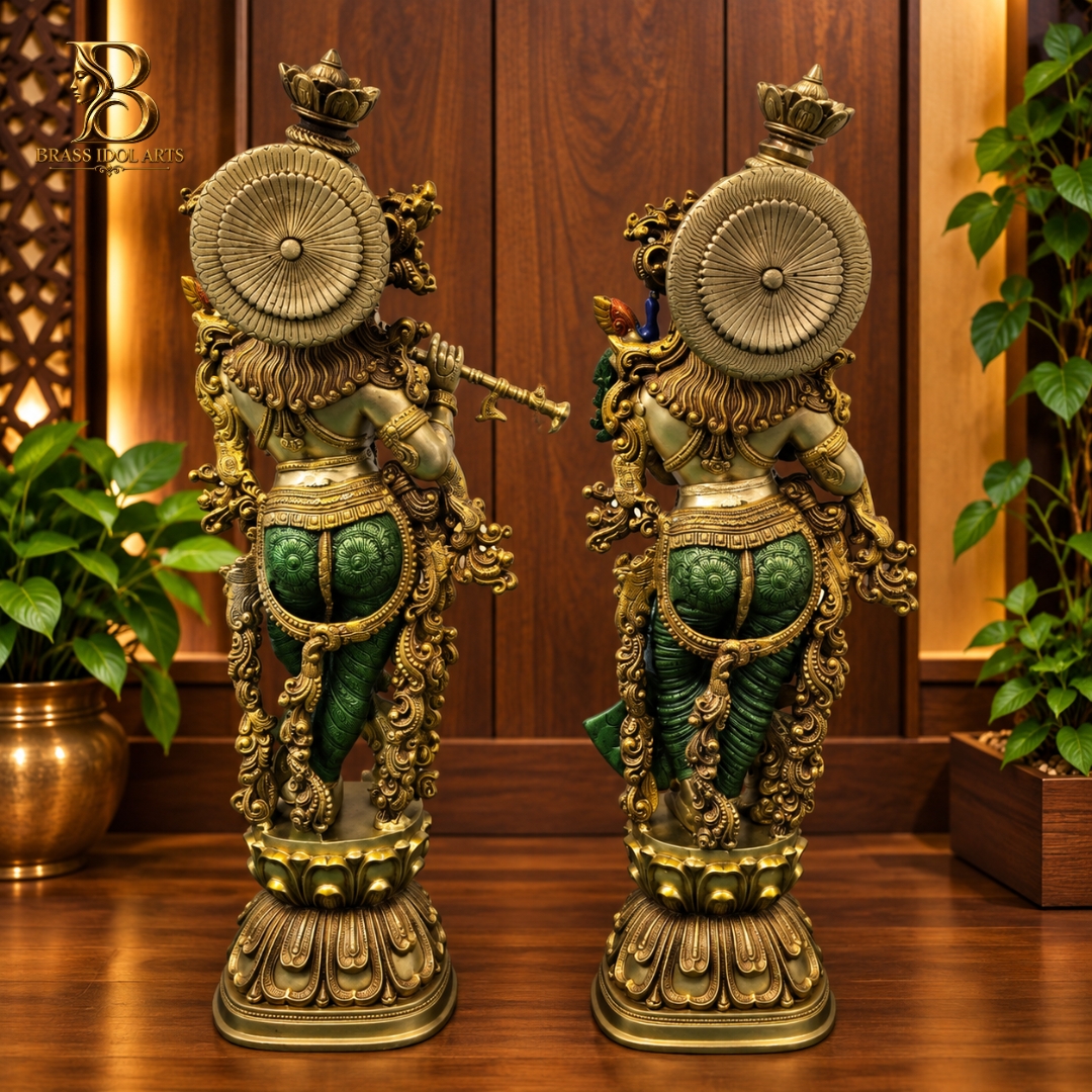 Brass Radha Krishna Couple Statue — view 2
