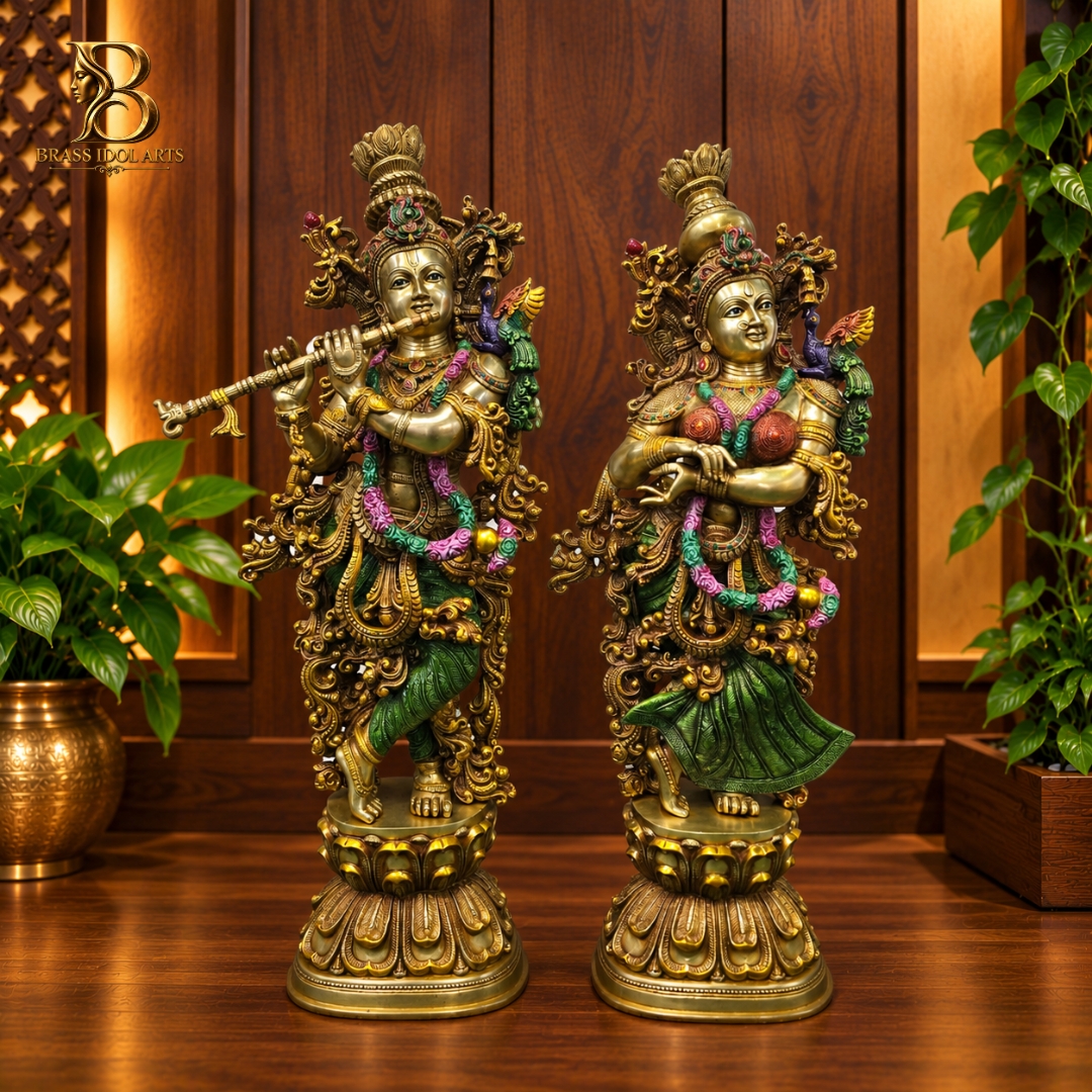 Brass Radha Krishna Couple Statue