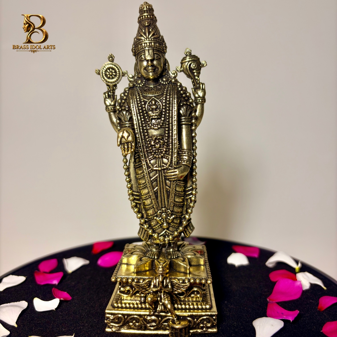 Brass Tirupati Balaji (Lord Venkateswara) Statue – Intricate Traditional Idol