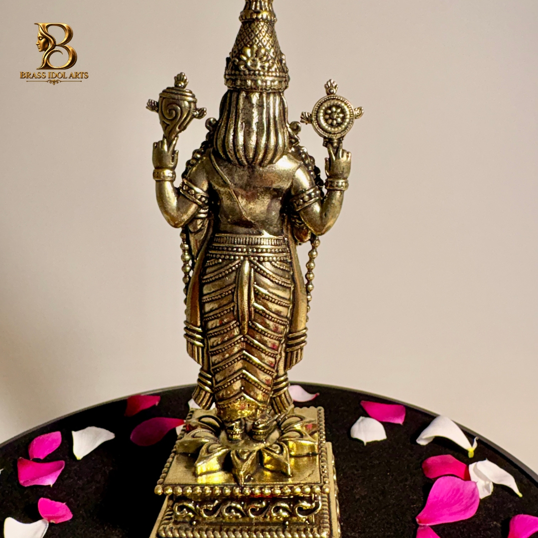 Brass Tirupati Balaji (Lord Venkateswara) Statue – Intricate Traditional Idol — view 4