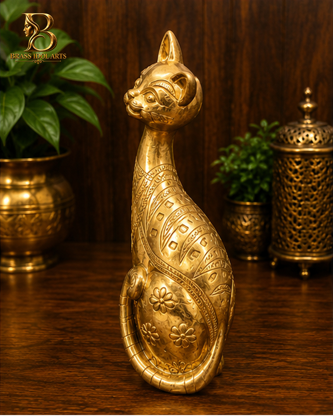 Cat Brass Sculpture — view 2