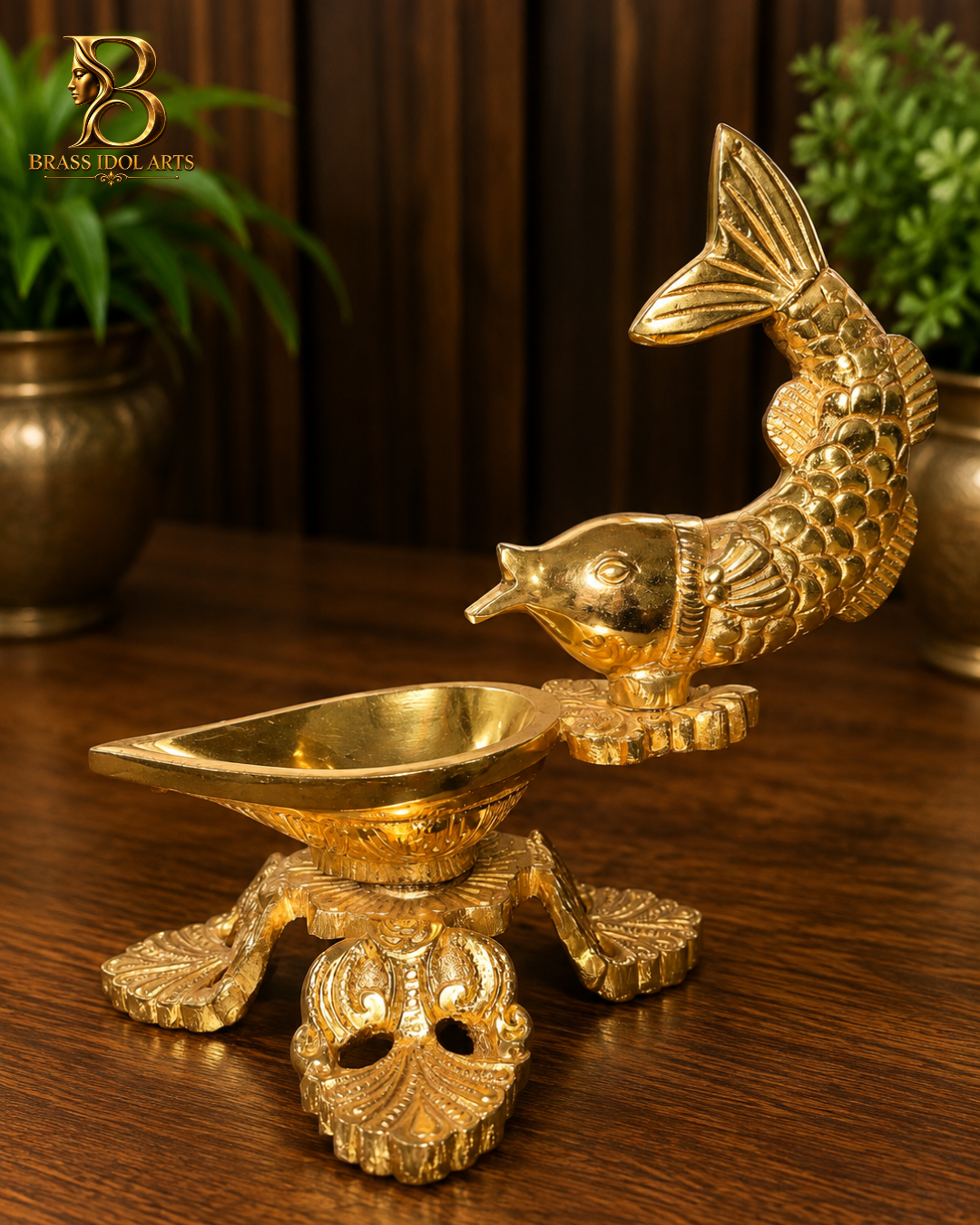 Fish Diya Brass Decorative Sculpture — view 2