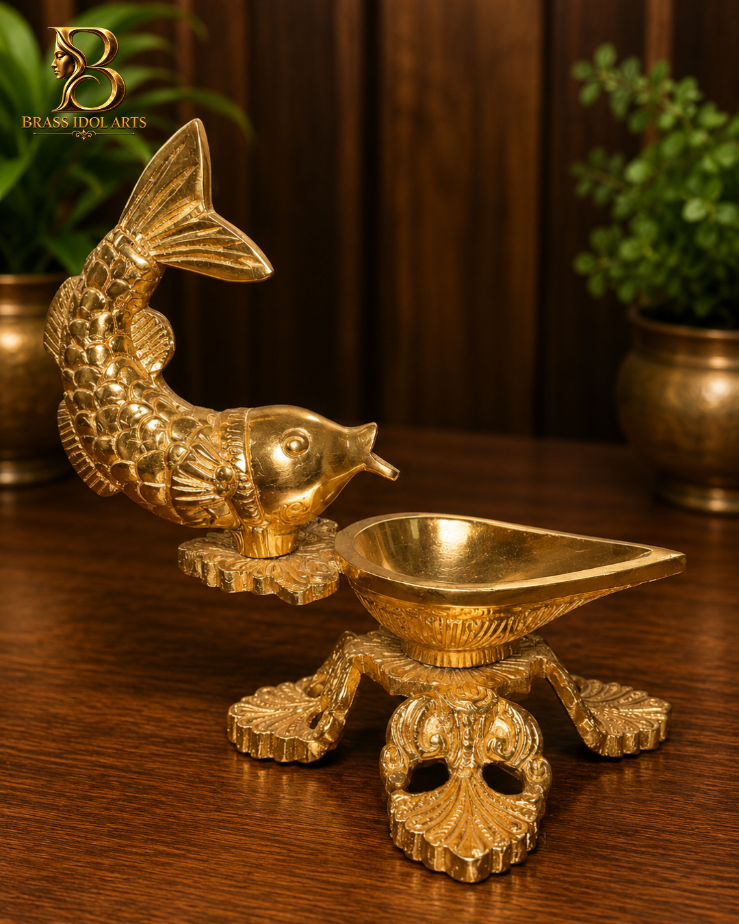 Fish Diya Brass Decorative Sculpture