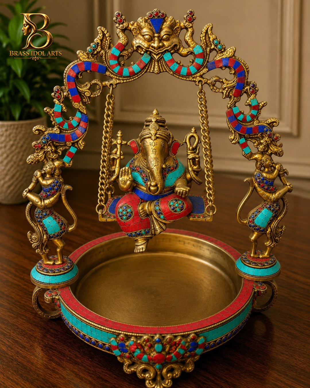 Ganesh Jhula Brass Sculpture
