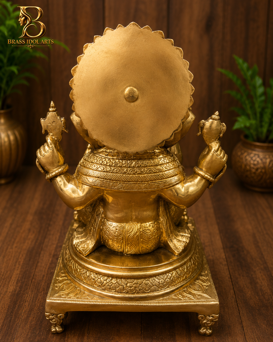 Golden Ganesh Brass Sculpture — view 3