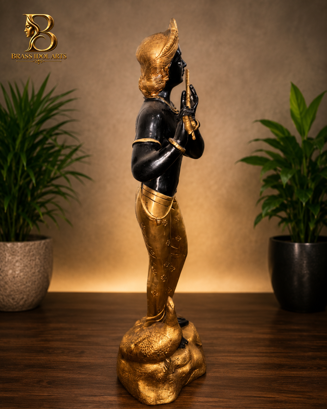 Krishna Black & Golden Sculpture — view 2