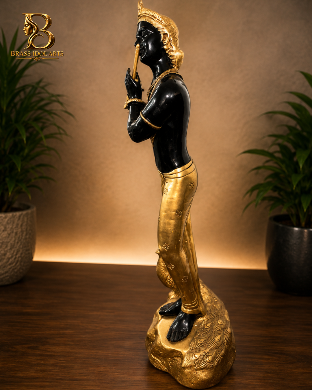 Krishna Black & Golden Sculpture — view 4