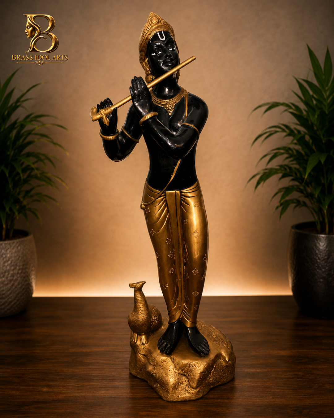 Krishna Black & Golden Sculpture