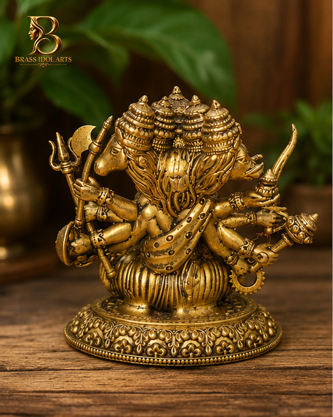 Panchmukhi Hanuman Brass Sculpture — view 3