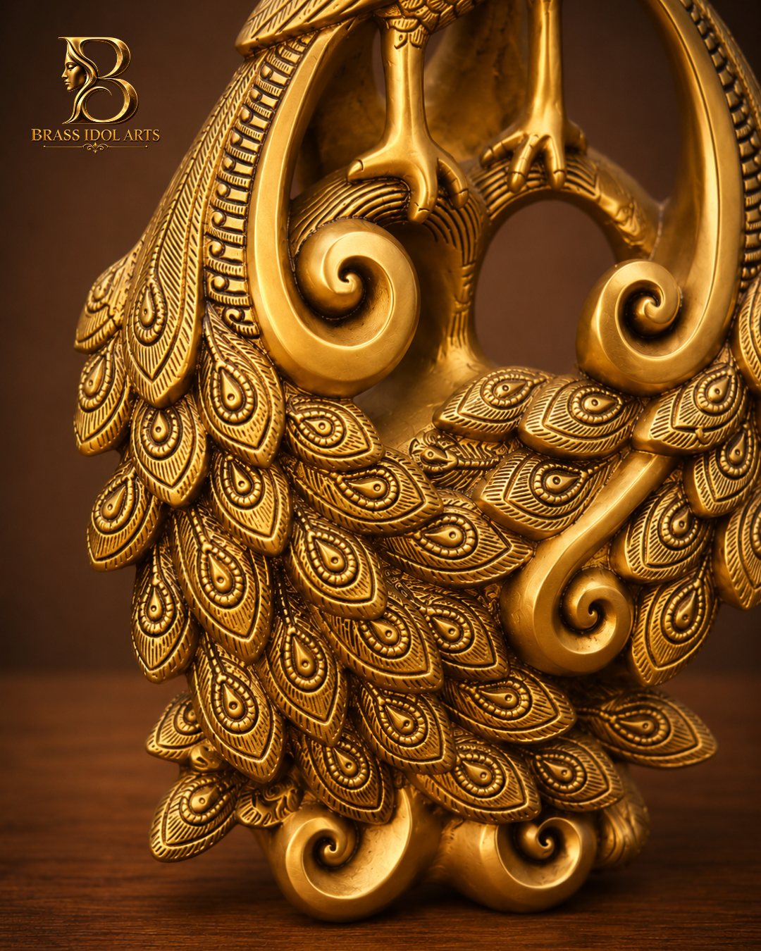 Peacock Brass Sculpture — view 5