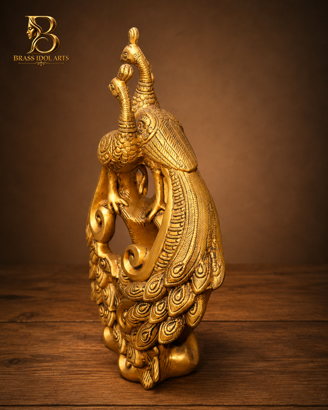 Peacock Brass Sculpture — view 2