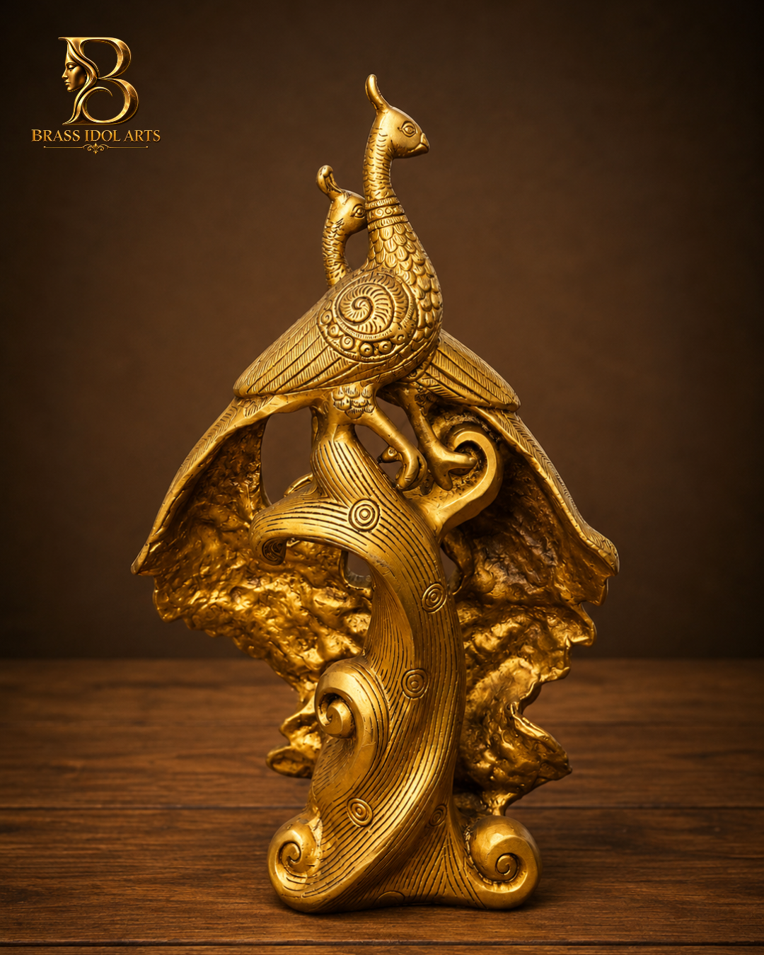 Peacock Brass Sculpture — view 3