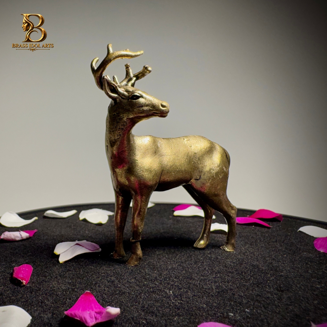 The Golden Hart – Royal Brass Deer Statue — view 4