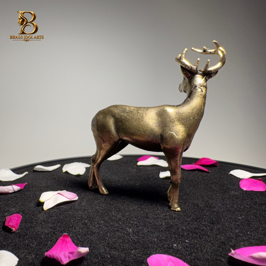 The Golden Hart – Royal Brass Deer Statue — view 3