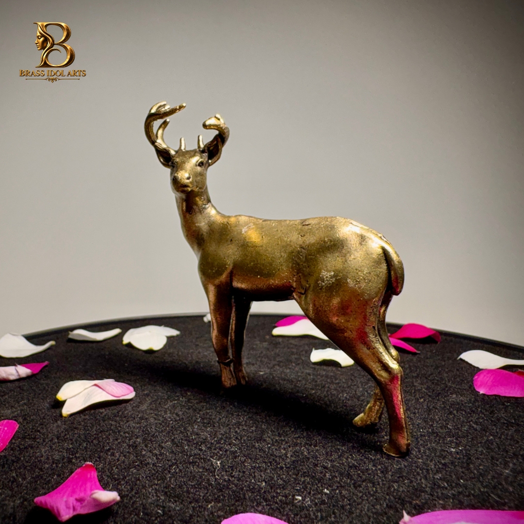 The Golden Hart – Royal Brass Deer Statue — view 2